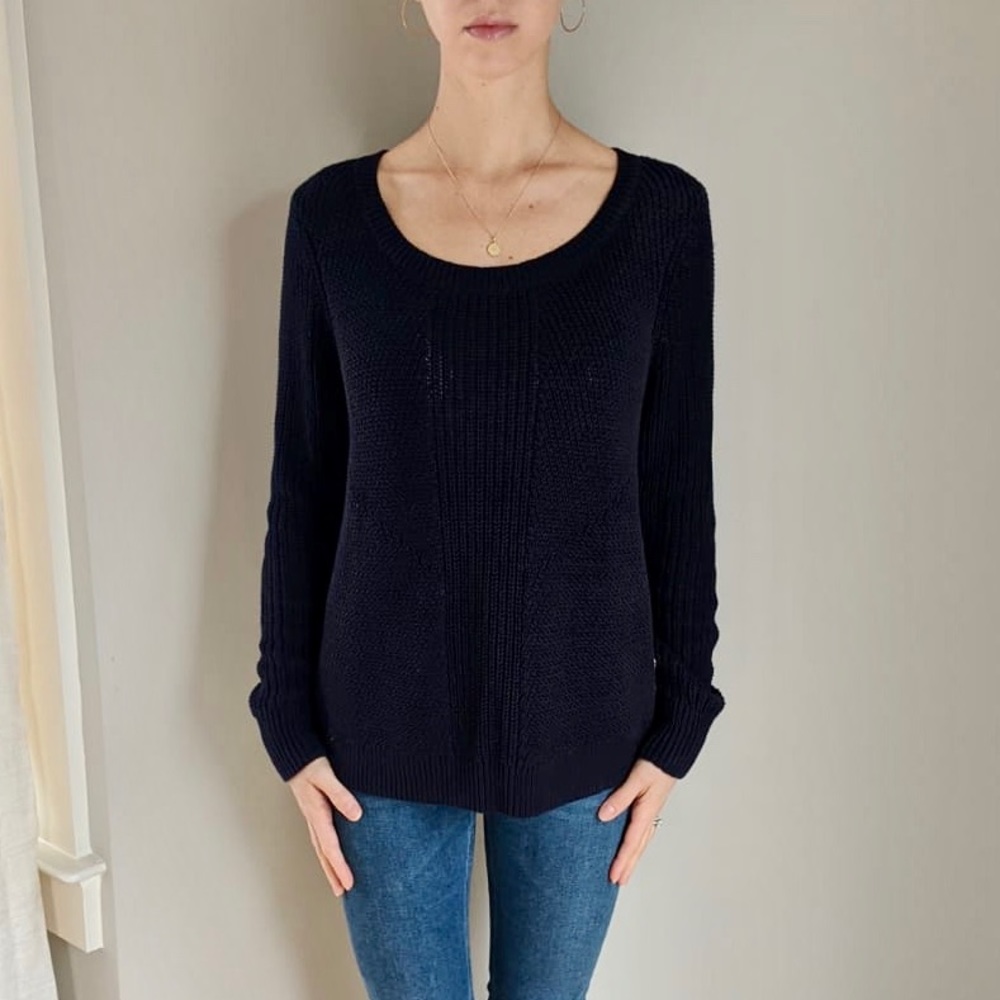 Sandro cotton knit sweater with zip in the back